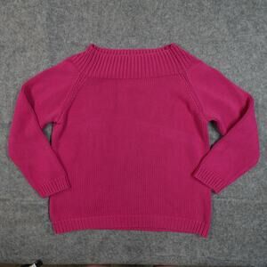 Ralph Lauren Sweater Womens 1X Chunky Knit Crew Boat Neck Pink Thick Heavyweight